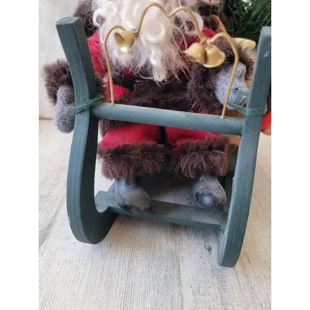 Santa‎ Claus joyride sled bell gift AS IS figured decor home sledding